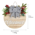 30cm Round Wooden Christmas Wreath Door Sign with Merry Christmas text and bow - Light Wood Color Style (XM-HYF0007)
