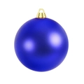 Matte blue Christmas ball ornament with a golden cap and festive metallic finish - Blue