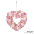 Ghirlanda a forma di cuore con rose rosa da 36cm per decorazioni nuziali e San Valentino - Tre colori