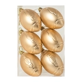 Set di 6 decorazioni natalizie a forma di football americano oro opaco con cordini - 6cm / Palla da rugby