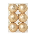 Set di 6 palline di Natale dorate con trama da calcio in confezione trasparente - 6cm / Calcio