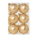 Set di 6 palline di Natale oro opaco con trama a coste e ganci in confezione regalo - 6cm / Baseball