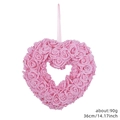 Ghirlanda di rose artificiali rosa a forma di cuore da 36cm per San Valentino - Rosa Rosso