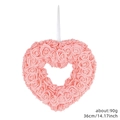 Ghirlanda a cuore con rose rosa pallido, diametro 36cm con nastro di seta bianca per pareti - Arancione Rosa
