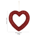 Ghirlanda a cuore glitter rosso da 30cm con nastro bianco per decoro San Valentino - Rosso