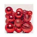Set di palline di Natale rosse con texture glitterate e opache in scatola trasparente - 36PK / Rosso