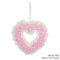 Ghirlanda a forma di cuore con rose rosa e bianche per decorazioni di nozze e San Valentino - Due colori