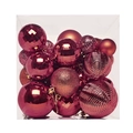 Burgundy Christmas tree balls set in clear box with matte, glossy and glitter finishes - 36PK / Burgundy