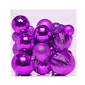 Purple assorted Christmas ball ornaments in transparent box with glitter and matte finishes - 36PK / Purple