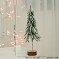 35cm mini snow-flocked pine Christmas tree with wooden base and realistic artificial snow - 35cm