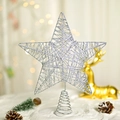 Puntale per albero di Natale a stella argento glitterata con base a molla in ferro - Piccolo (13*18cm) / Argento