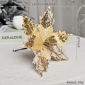 Golden 20cm sequin velvet Christmas flower with glitter for tree decoration - Gold