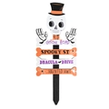 Halloween Skelett Deko Gartenschild mit Gruselschildern und Erdspießen für Draußen - Skelettstil-Orange Schwarz