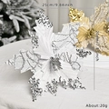 Poinsettia Christmas tree flower with gold glitter and white sequins, 20cm size - Silver