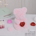 Orso di rose in schiuma rosa con cuore rosso glitterato 20cm regalo San Valentino - Orsetto Rosa e Bianco