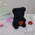 Orsetto di rose in schiuma glitter nero da 20cm con cuore rosso per San Valentino - Orsetto Nero