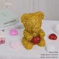 Orso di rose in schiuma glitter oro 20cm con cuore rosso, regalo di San Valentino - Panda Dorato