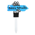 Blauer Happy Halloween Tortenstecker mit Skeletthand, Fledermaus und Gespenst - Skeletthand-Blau
