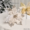 Champagne gold velvet Christmas flower with sequins for holiday tree decoration, 20x25cm - Champagne