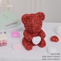 20cm Red glitter foam rose bear with white heart and small sparkly heart accessories - Red Bear