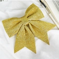 Fiocco di Natale grande con glitter dorati per decorazioni dell'albero e ornamenti festivi - 17*18cm (N. 5) / Oro