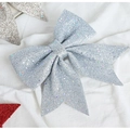 Grandi fiocchi di Natale glitterati in blu argento, oro e rosso per decorazioni - 17*18cm (N. 5) / Argento