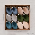 Set de 12 huevos de Pascua colgantes de terciopelo en colores variados y caja de regalo - Huevo de Pascua de Terciopelo Color Oscuro 8cm