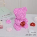 Pink glitter rose bear gift with red heart, 20cm Valentine foam bear for decor - Pink Bear