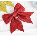 Fiocco di Natale rosso scintillante con glitter per decorazione albero e fai da te festivo - 17*18cm (N. 5) / Rosso