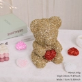 Golden glitter rose bear 20cm decor with red heart for Valentine's Day gift - Champagne Bear