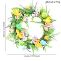 Ghirlanda pasquale con uova colorate e tulipani per decorazione porta, diametro 45 cm - Ghirlanda di Pasqua 008