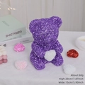 Purple glitter foam rose bear 20cm with white heart for Valentine gift decoration - Purple Bear