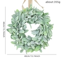 Artificial flocked lamb's ear wreath with 40cm outer diameter and rustic linen hanging ribbon - 40CM