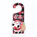 Christmas door sign with red buffalo plaid pattern and a 3D Santa Claus figure - Red - Santa With Gifts