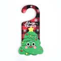Christmas door hanger with red buffalo plaid, green tree, and Merry Christmas text - Red - Cute Christmas Tree