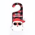 Christmas door hanger featuring red buffalo plaid and a cool Santa in sunglasses - Red - Cool Santa with Sunglasses