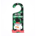 Snowman Christmas door hanger with green buffalo plaid pattern and Merry Christmas text - Green - Snowman With Hat