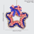 Patriotic July 4th star-shaped burlap wreath in red white and blue with ribbon bow - Star Shape Fabric Style / 40x35cm