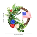 Patriotic 45cm American flag wreath with red white and blue flowers on rattan - 45cm