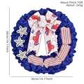 Patriotic 14 inch independence day wreath with red truck bow and white stars - Blue Fabric Style / 36cm