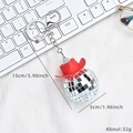 Disco ball keychain with red cowboy hat and mirror glass facets, 5cm diameter size - Red