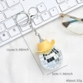 Disco ball keychain with yellow cowboy hat, 5cm silver mirror charm for party decor - Yellow