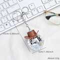 Brown cowboy hat disco ball keychain with reflective mirror finish for car and party decor - Brown
