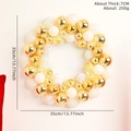 Ghirlanda natalizia da 35cm con palline decorative oro e bianche e decorazioni - Ghirlanda Glitter Oro Bianco (XM-0026-2)