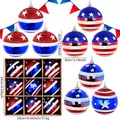Set of 9 USA flag theme 8cm Christmas balls with red white and blue stars and stripes - 8cm(Style 3)
