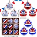12-piece US Patriotic Christmas ball ornaments set with God Bless America text, 6cm size - 6cm(Style 1)
