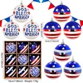 9-piece set of 6cm USA flag theme Christmas ornaments with God Bless America text - 6cm(Style 3)