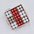 72-teiliges 3cm Weihnachtsball-Set in Kraftbox mit rot silber weißen Ornamenten - Rot + Silber