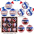 Palline di Natale patriottiche con motivi bandiera USA e stelle glitterate set da 6cm - 6cm(Style 2)