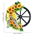 Ghirlanda di girasoli da 50cm con fiocco giallo e nastro a quadri bianco e nero - 50cm